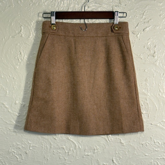 J. Crew Tan Herringbone Skirt - Picture 2 of 5